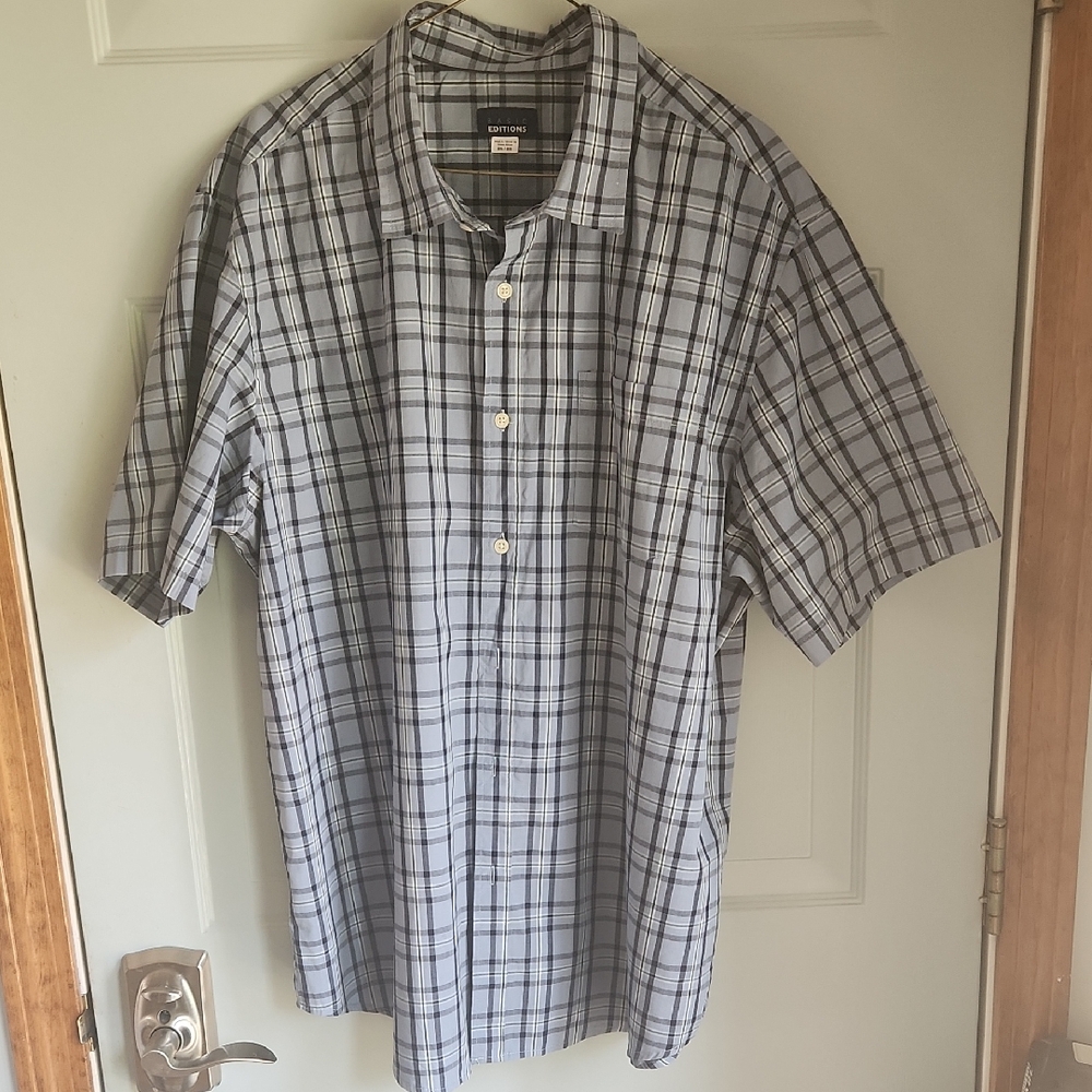 Basic Editions  Casual Button Down Shirt  Blue, Black & White Shirt 2XL, $14